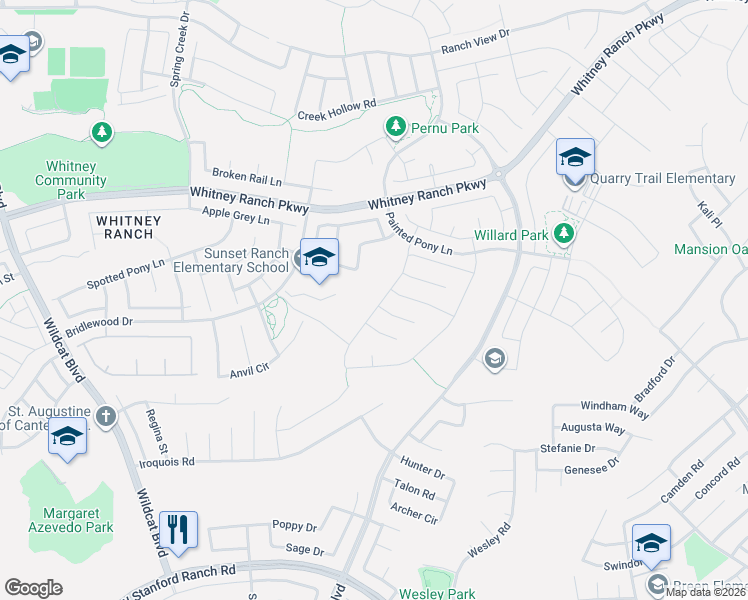 map of restaurants, bars, coffee shops, grocery stores, and more near 914 Dusty Stone Loop in Rocklin