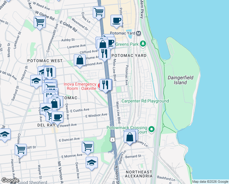 map of restaurants, bars, coffee shops, grocery stores, and more near 101 Independence Avenue Southeast in Washington