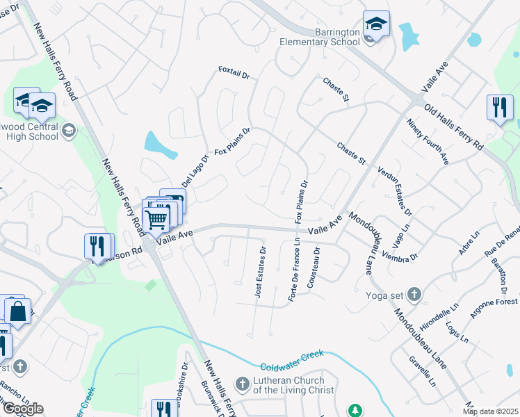 map of restaurants, bars, coffee shops, grocery stores, and more near 4036 Ninetieth Avenue in Florissant