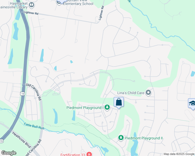 map of restaurants, bars, coffee shops, grocery stores, and more near 6074 Erinblair Loop in Haymarket