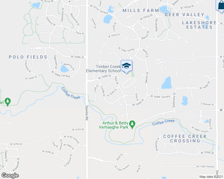 map of restaurants, bars, coffee shops, grocery stores, and more near 11500 West 166th Street in Overland Park