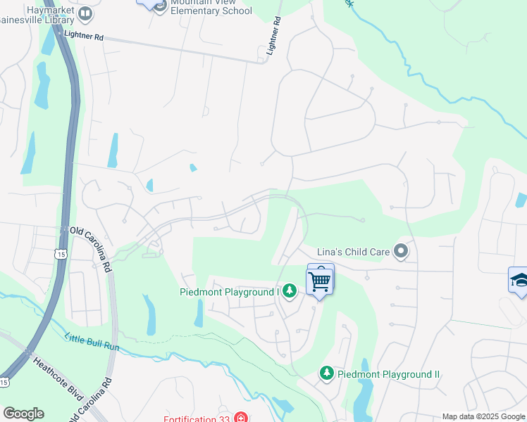 map of restaurants, bars, coffee shops, grocery stores, and more near 6074 Erinblair Loop in Haymarket