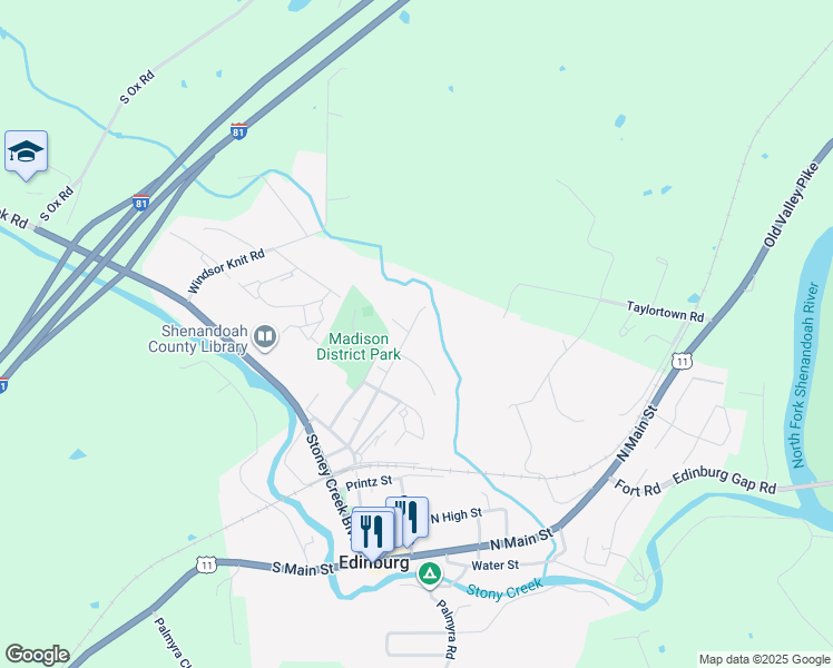 map of restaurants, bars, coffee shops, grocery stores, and more near 312 Shenandoah Avenue in Edinburg