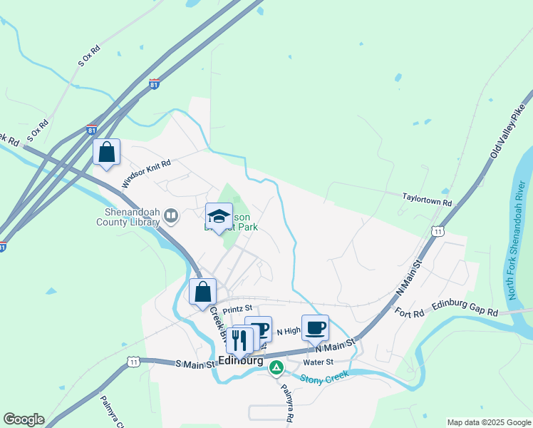 map of restaurants, bars, coffee shops, grocery stores, and more near 312 Shenandoah Avenue in Edinburg