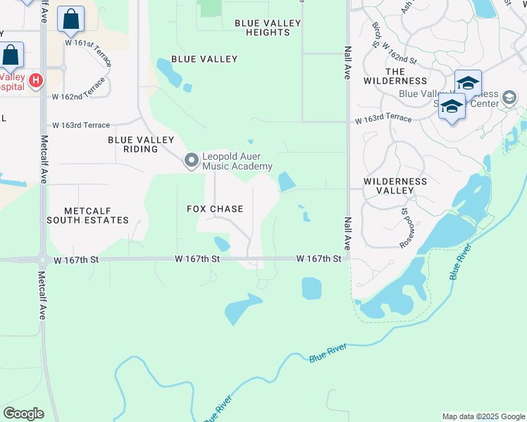 map of restaurants, bars, coffee shops, grocery stores, and more near 16601 Dearborn Drive in Stilwell