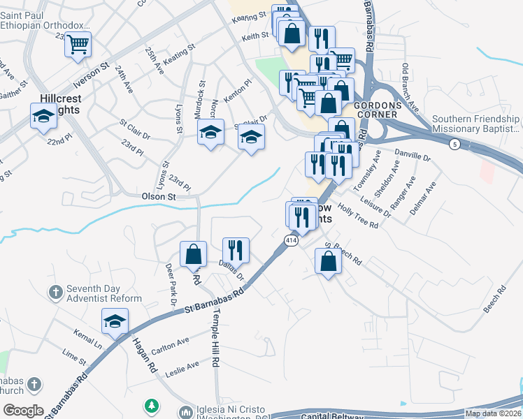 map of restaurants, bars, coffee shops, grocery stores, and more near 101 Independence Avenue Southeast in Washington