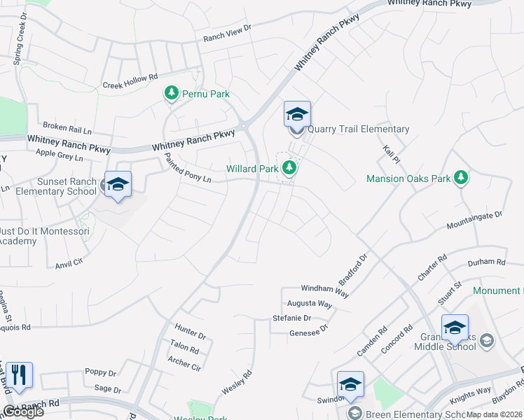 map of restaurants, bars, coffee shops, grocery stores, and more near 825 Stage Stop Loop in Rocklin