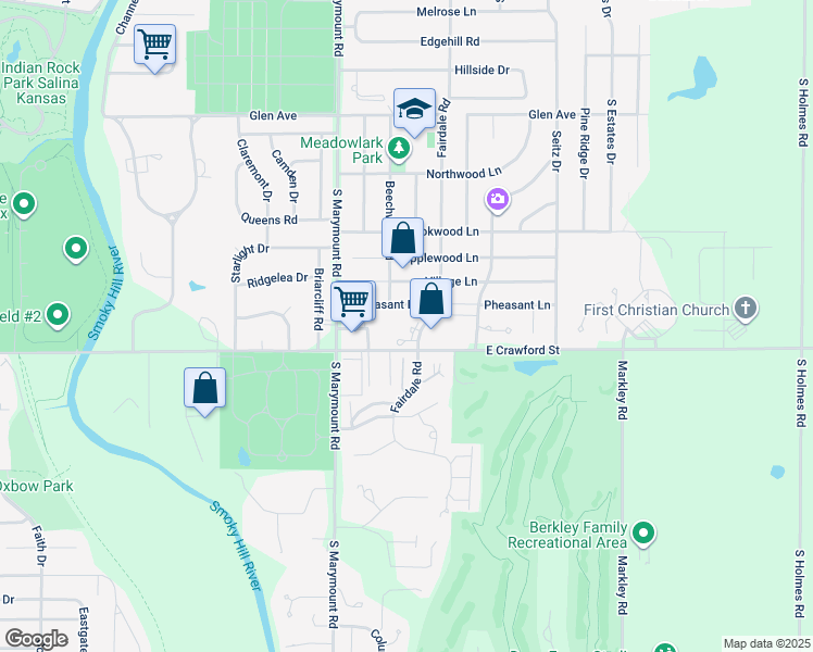 map of restaurants, bars, coffee shops, grocery stores, and more near 2251 East Crawford Street in Salina