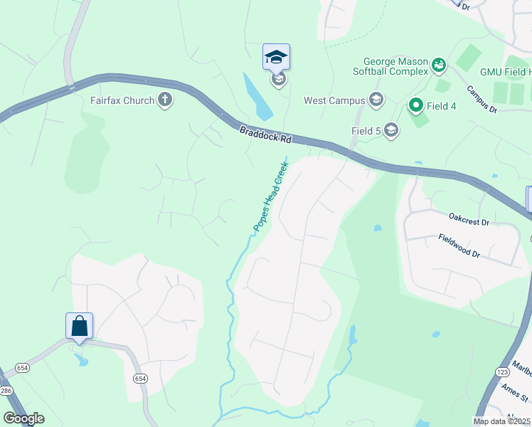 map of restaurants, bars, coffee shops, grocery stores, and more near 4816 Fox Chapel Road in Fairfax