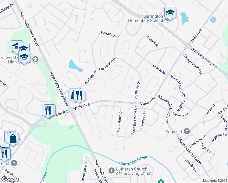 map of restaurants, bars, coffee shops, grocery stores, and more near 4036 Ninetieth Avenue in Florissant