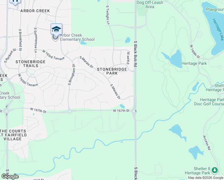 map of restaurants, bars, coffee shops, grocery stores, and more near 16560 S Marais Dr in Olathe