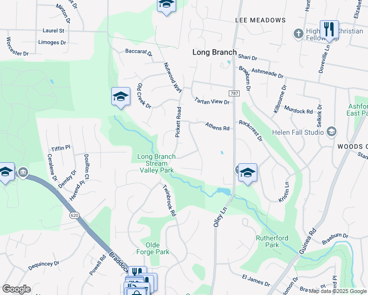 map of restaurants, bars, coffee shops, grocery stores, and more near 9431 Ardath Place in Fairfax