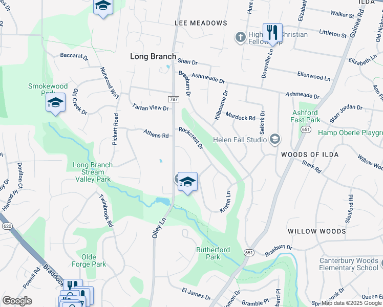 map of restaurants, bars, coffee shops, grocery stores, and more near 4409 Eastwood Court in Fairfax