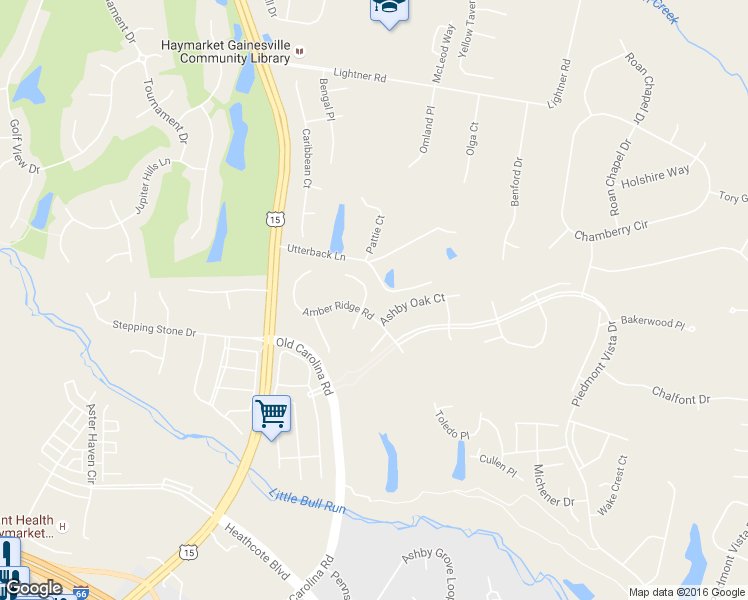 map of restaurants, bars, coffee shops, grocery stores, and more near 14849 Cox Creek Court in Haymarket