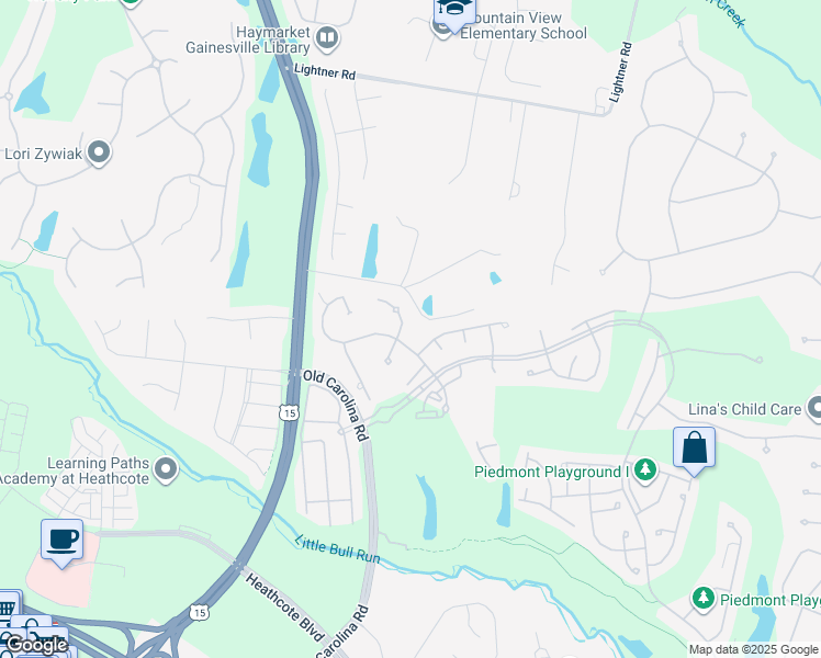 map of restaurants, bars, coffee shops, grocery stores, and more near 14849 Cox Creek Court in Haymarket