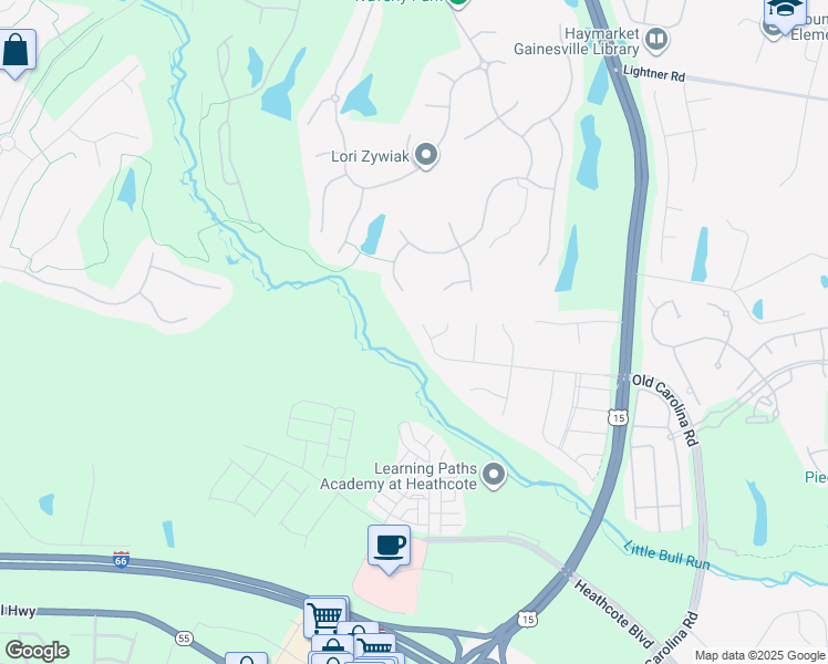 map of restaurants, bars, coffee shops, grocery stores, and more near 15149 Stepping Stone Drive in Haymarket