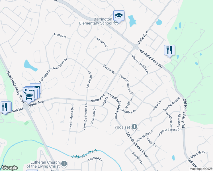 map of restaurants, bars, coffee shops, grocery stores, and more near 15628 92nd Avenue in Florissant