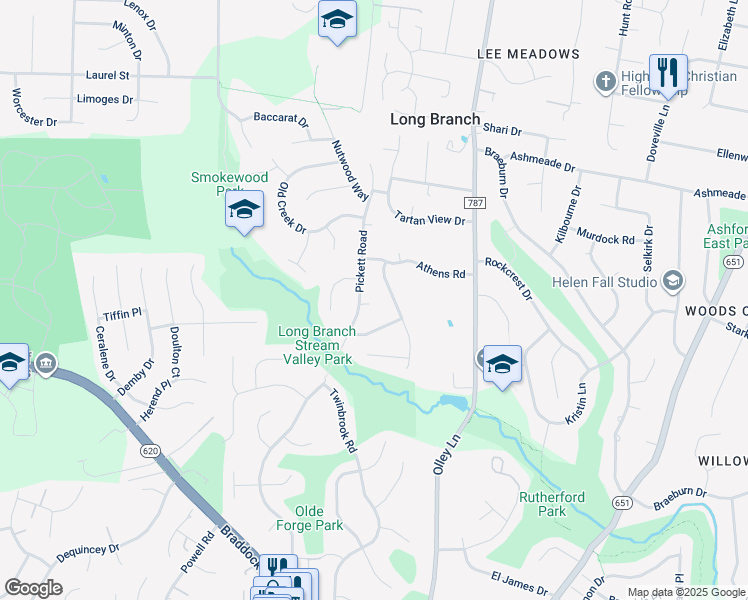 map of restaurants, bars, coffee shops, grocery stores, and more near 9428 Ardath Place in Fairfax