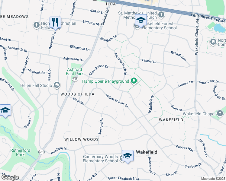 map of restaurants, bars, coffee shops, grocery stores, and more near 8833 Burbank Road in Annandale