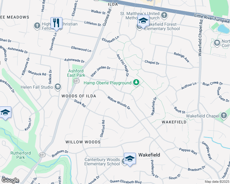 map of restaurants, bars, coffee shops, grocery stores, and more near 8833 Burbank Road in Annandale