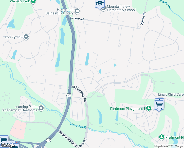 map of restaurants, bars, coffee shops, grocery stores, and more near 14840 Cox Creek Court in Haymarket