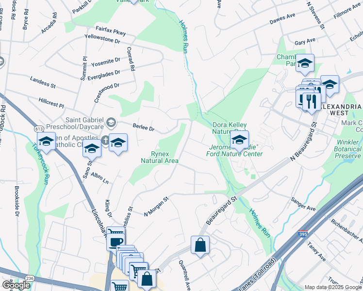 map of restaurants, bars, coffee shops, grocery stores, and more near 1418 North Chambliss Street in Alexandria