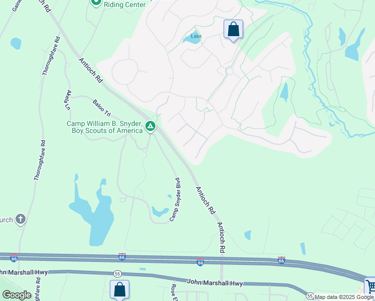 map of restaurants, bars, coffee shops, grocery stores, and more near 5849 Cranswick Court in Haymarket