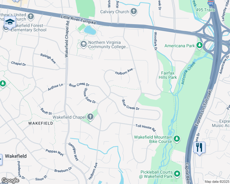 map of restaurants, bars, coffee shops, grocery stores, and more near 8314 Fox Harrow Lane in Annandale
