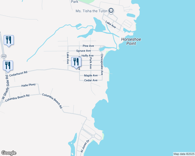 map of restaurants, bars, coffee shops, grocery stores, and more near 1195 Maple Avenue in Shady Side