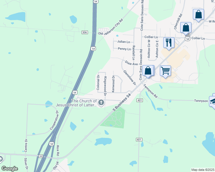 map of restaurants, bars, coffee shops, grocery stores, and more near 1411 Kingswood Drive in Fulton