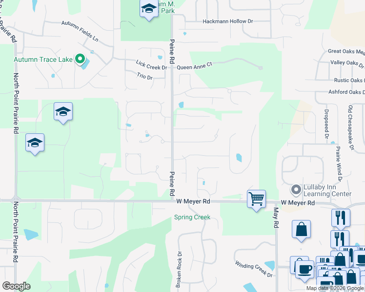 map of restaurants, bars, coffee shops, grocery stores, and more near 1964 Woodland Court in Wentzville