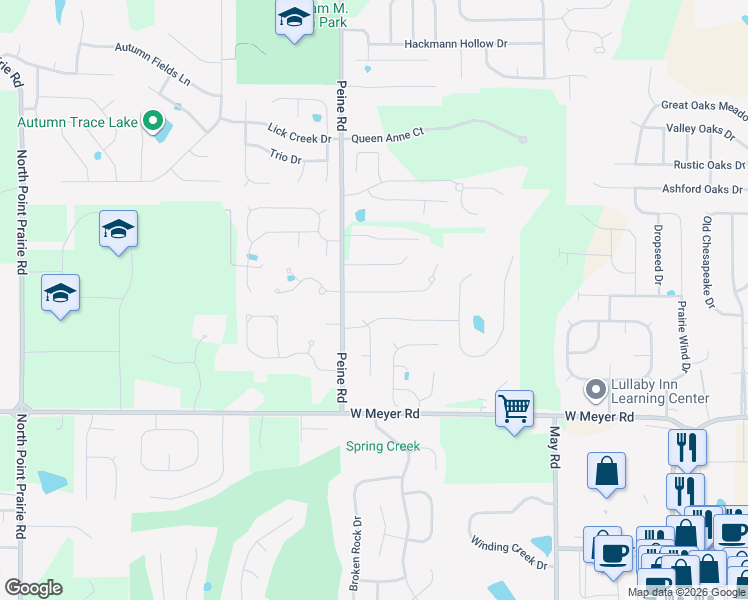 map of restaurants, bars, coffee shops, grocery stores, and more near 1964 Woodland Court in Wentzville