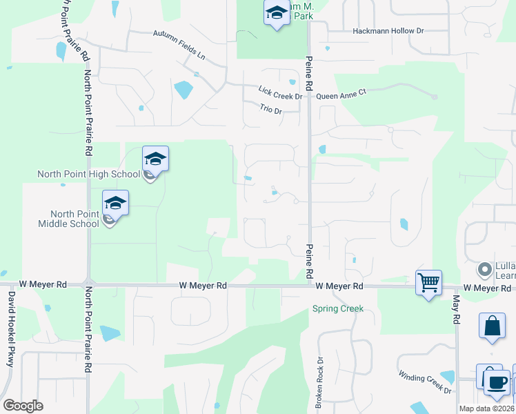 map of restaurants, bars, coffee shops, grocery stores, and more near 2024 Archway Dr in Wentzville
