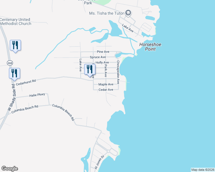 map of restaurants, bars, coffee shops, grocery stores, and more near 1185 Maple Avenue in Shady Side