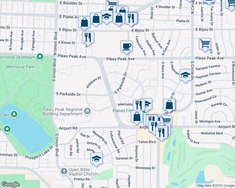 map of restaurants, bars, coffee shops, grocery stores, and more near 2235 Willow Tree Grove in Colorado Springs