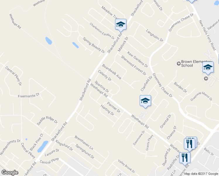 map of restaurants, bars, coffee shops, grocery stores, and more near 2907 Russet Court in Florissant