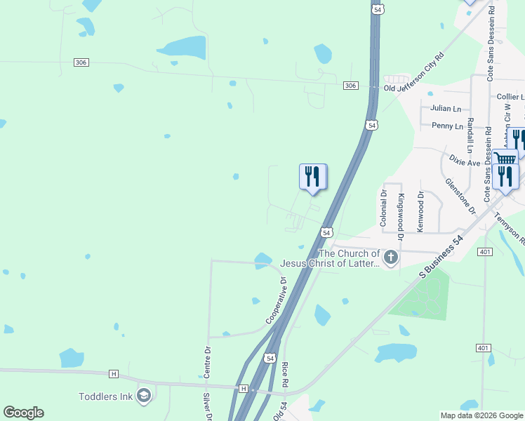 map of restaurants, bars, coffee shops, grocery stores, and more near 6302 Shale Court in Fulton