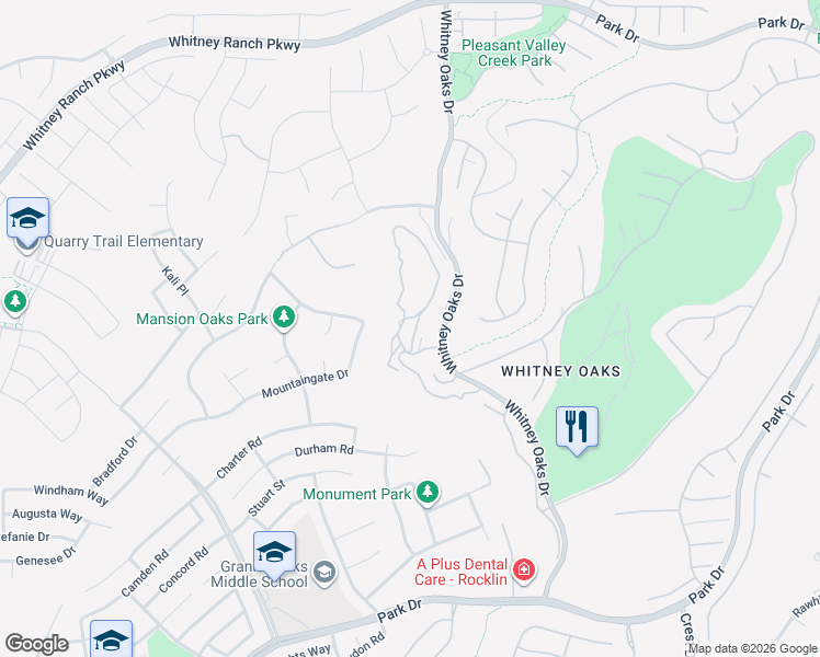 map of restaurants, bars, coffee shops, grocery stores, and more near 2010 Shady Trail Lane in Rocklin