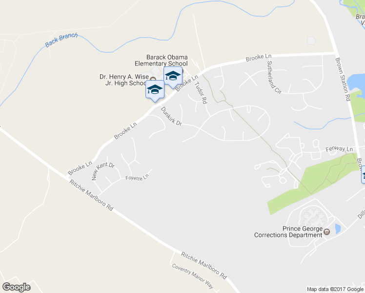 map of restaurants, bars, coffee shops, grocery stores, and more near 4514 Myles Court in Upper Marlboro