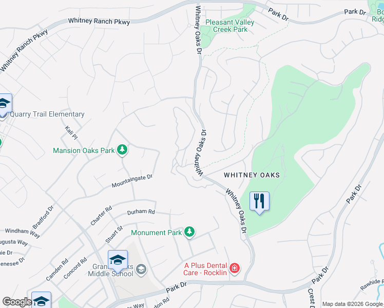 map of restaurants, bars, coffee shops, grocery stores, and more near 2010 Shady Trail Lane in Rocklin