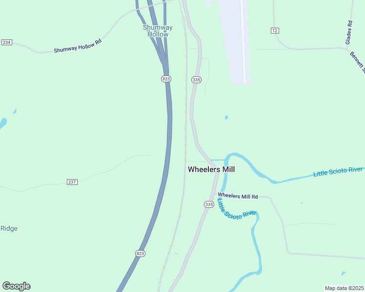 map of restaurants, bars, coffee shops, grocery stores, and more near 6703 Ohio 335 in Portsmouth