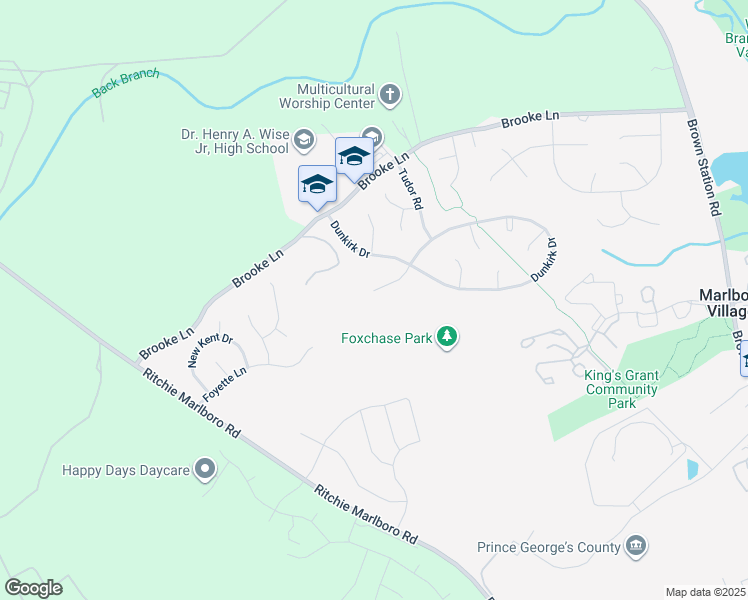 map of restaurants, bars, coffee shops, grocery stores, and more near 4514 Myles Court in Upper Marlboro