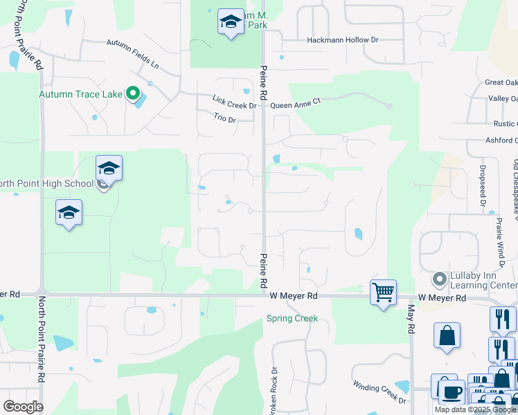 map of restaurants, bars, coffee shops, grocery stores, and more near 2001 Archway Drive in Wentzville