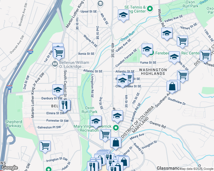 map of restaurants, bars, coffee shops, grocery stores, and more near 101 Independence Avenue Southeast in Washington