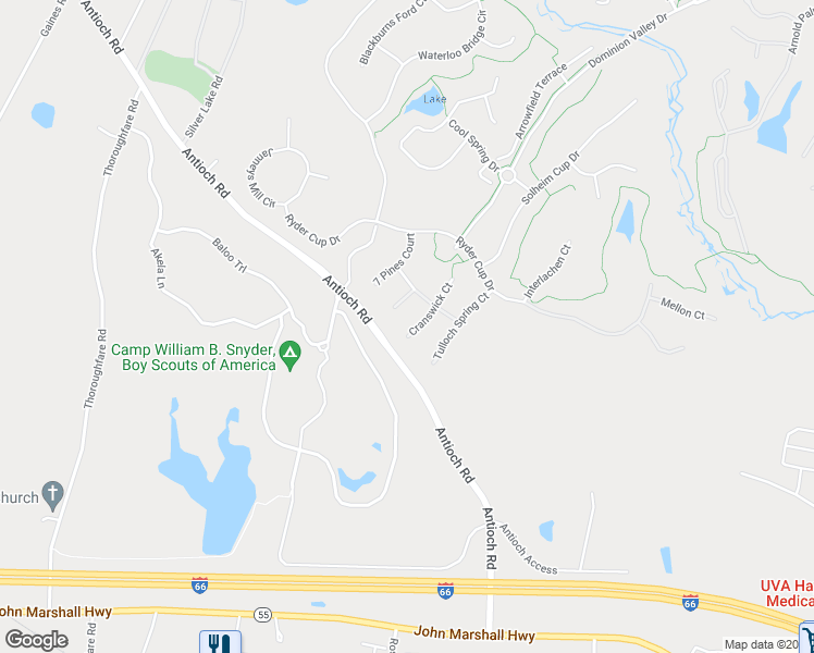 map of restaurants, bars, coffee shops, grocery stores, and more near 5842 Cranswick Court in Haymarket