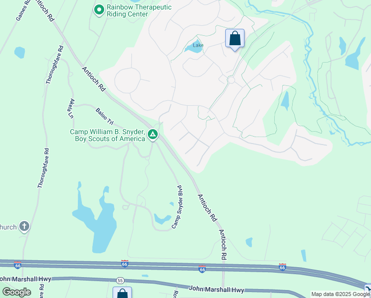 map of restaurants, bars, coffee shops, grocery stores, and more near 5842 Cranswick Court in Haymarket