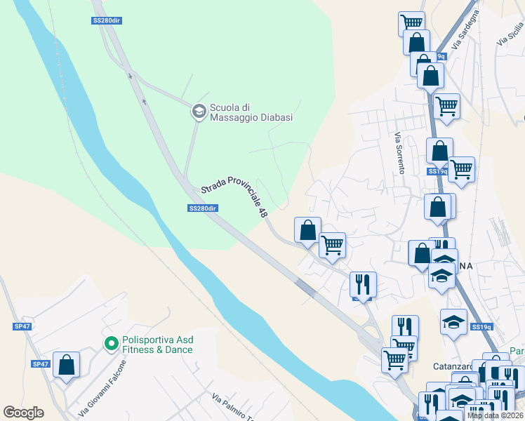 map of restaurants, bars, coffee shops, grocery stores, and more near in Province of Catanzaro