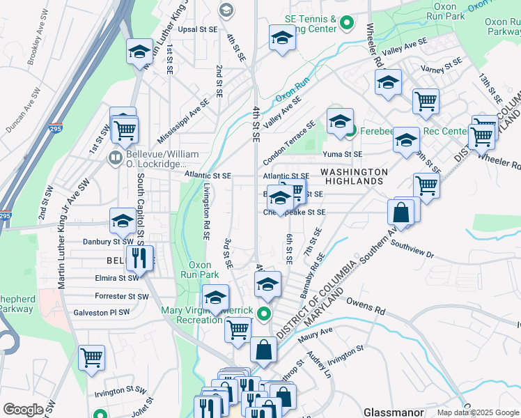 map of restaurants, bars, coffee shops, grocery stores, and more near 101 Independence Avenue Southeast in Washington