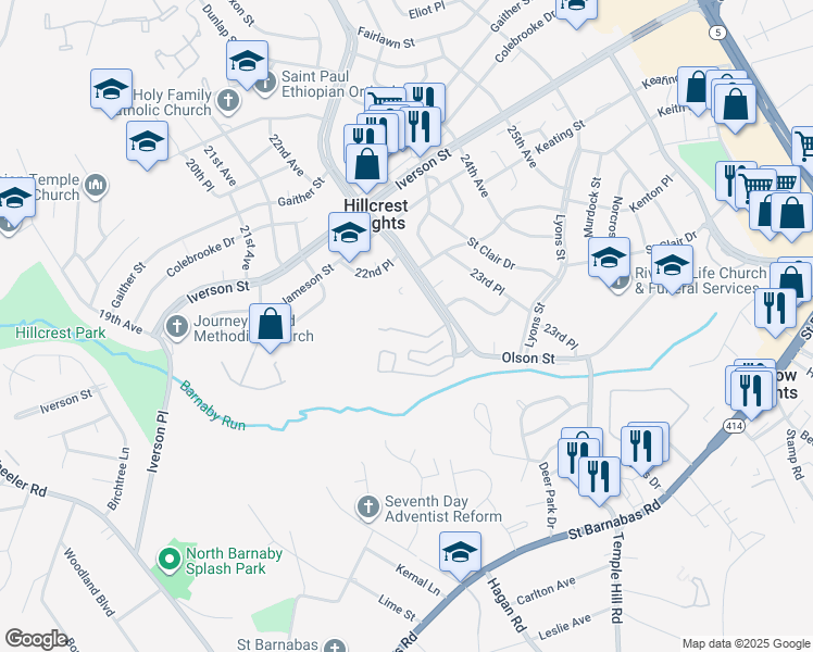 map of restaurants, bars, coffee shops, grocery stores, and more near 4407 23rd Parkway in Hillcrest Heights