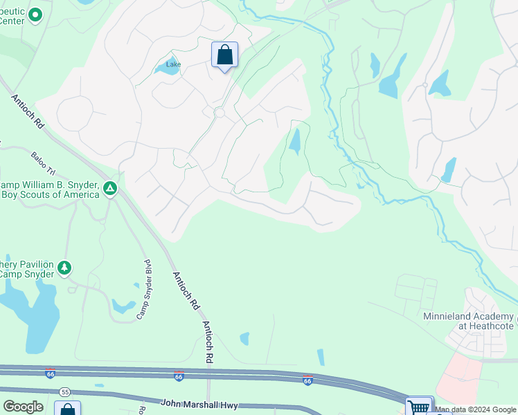 map of restaurants, bars, coffee shops, grocery stores, and more near 15667 Ryder Cup Drive in Haymarket